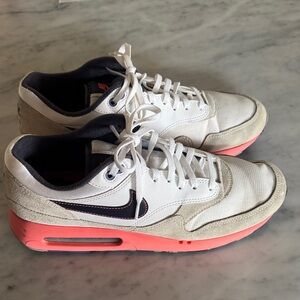 Nike Golf Air Max 1 OG 86 White Sneakers with Coral Midsole